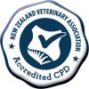 Blue and white NZVA accreditation logo
